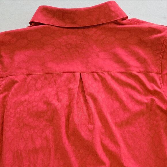 Athleta Urbanite Textured Long Sleeve Button Down Leopard Collared Shirt Top M - Picture 8 of 13